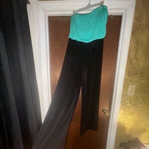 Elegant Black and Teal Jumpsuit